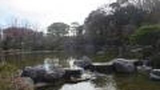 石橋文化センターの一角にはレストランのある日本庭園があります。