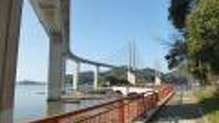 呼子大橋の下の遊歩道