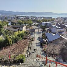 本殿あたりから和歌の浦を見下ろした景色