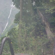 落差日本一、350mの滝、称名滝。雪解水で滝が二本あるように