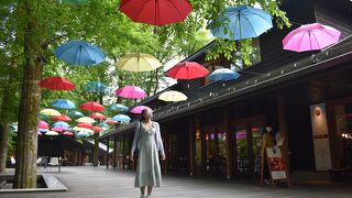 清流沿いにあるお洒落なショッピングエリア