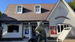 高台にあるうろこ模様の洋館