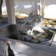 修善寺らしく手水は温泉です