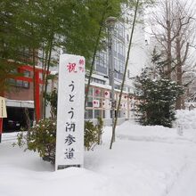 境内風景。雪ふってました。