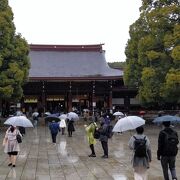 木々に囲まれ清新・厳粛な雰囲気の参道を歩く