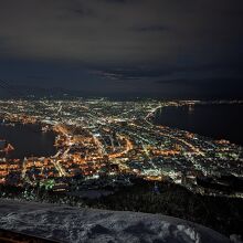 漁火公園からの夜景。ロープウェイが見えてます。