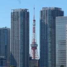 高層タワービルと東京タワー