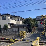 秩父鉄道の踏切越しからの光景