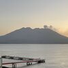 バルコニーから見える雄大な桜島