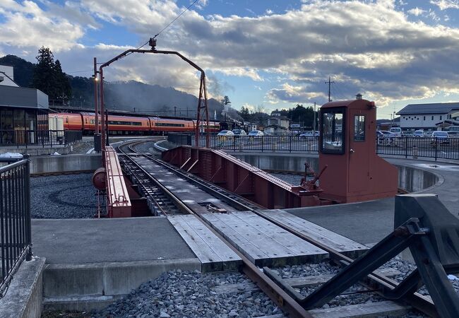 鬼怒川温泉駅の正面にある転車台