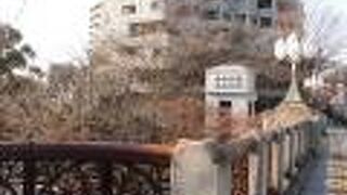 親柱の街灯はデザインがレトロな雰囲気