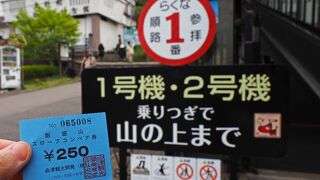 角度が急なので踏ん張る必要がある：飯盛山スロープコンベア