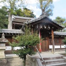本堂の奥の建物が茅葺です