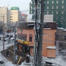 ３Ｆから豪雪の交差点を見る。