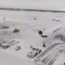 吹雪で飛行機が欠航に。