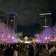 派手さはありません。東京駅を背景にすると素晴らしい