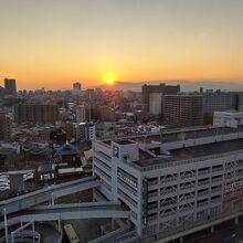 大山丹沢山地への夕陽