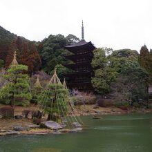 完璧に手入れされた庭園に佇む国宝らしい威風堂々とした五重塔！