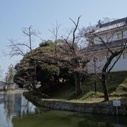 土塁と水堀に囲まれた平城