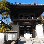 住宅街に立派な山門が開けた寺院