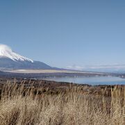 富士山と山中湖の絶景が見えます