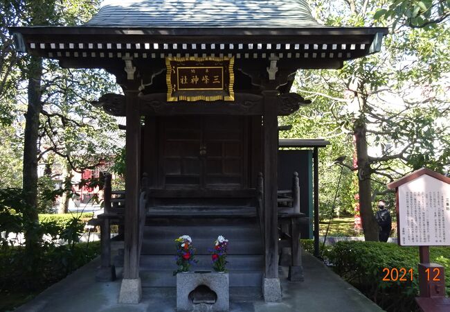 案内板には「三峯社」のタイトルがあり、神社の額には「三峯神社」とあります。ややこしいです。