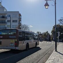 こんな風に外国人墓地の前を通って行くバスです。