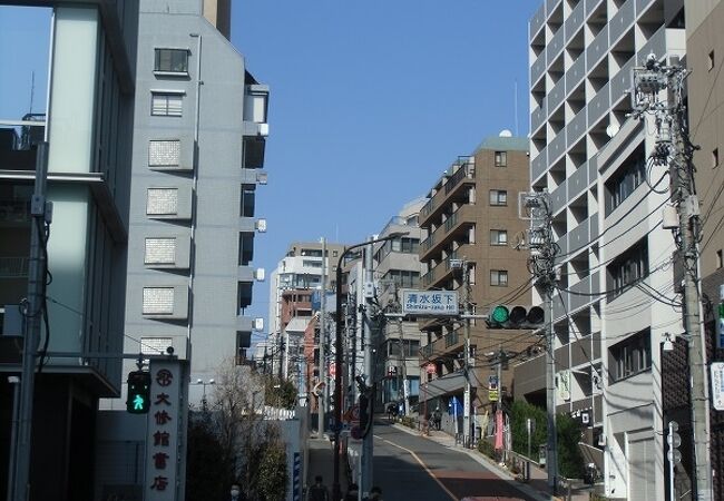 自転車では上りづらい、湯島天満宮へ続く急坂