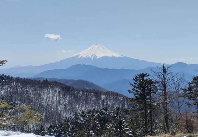 山頂が広く開けていて、富士山がよく見える
