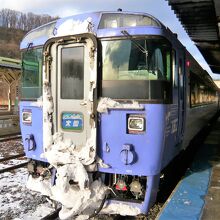 遠軽駅着でスイッチバックです