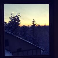 ホテルの廊下の窓から