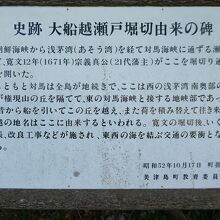 ｢史跡 大船渡瀬戸堀切由来の碑｣の観光案内板