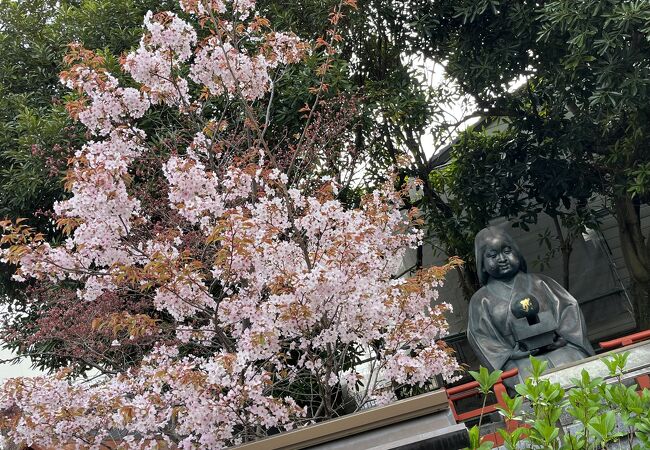 おかめ像と桜