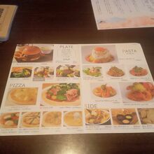 メニュー表。フード