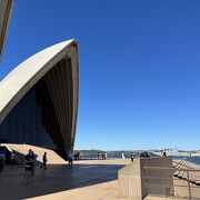 オペラハウスの白いタイルを触ることができる