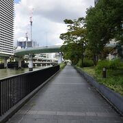 堂島川沿いにある遊歩道