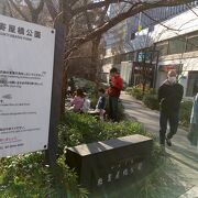 緑地やベンチがある