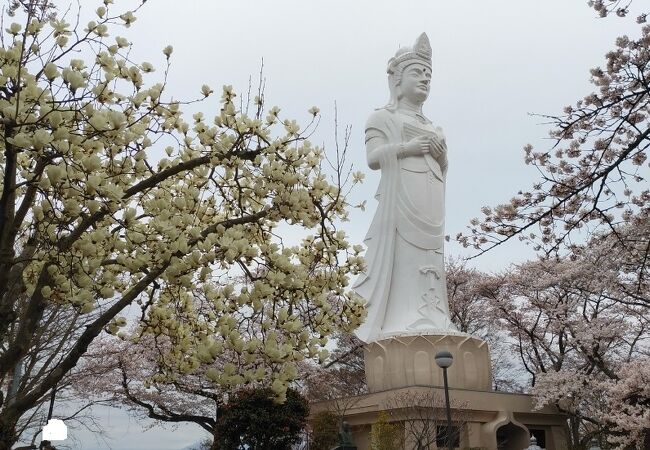 船岡城址公園の山頂に建つ観音様