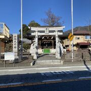 鳥居と狛犬の白さが際立つ