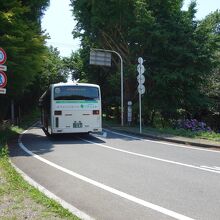 山頂付近。日本平夢テラス入り口のバス停。