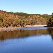 秋は紅葉が湖面に映えて綺麗
