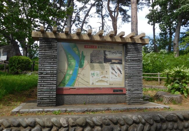 多摩川沿いで古墳のある公園