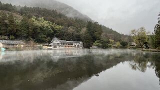 早朝は霧に覆われて幻想的