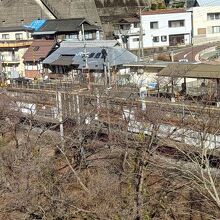 吉野川に架かる橋から見た駅