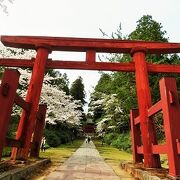 桜と岩木山と神社