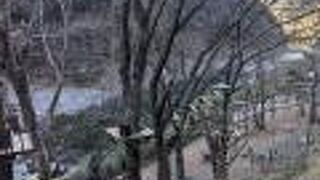 渓谷沿いのレストランの複合施設