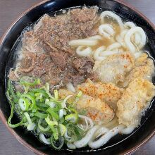 牛蒡天と牛肉のうどん