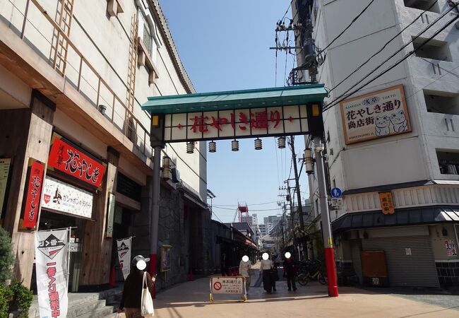 遊園地の花やしきがある通り