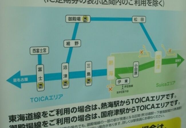 国府津駅からTOICAエリア