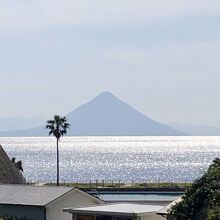 来てよかった。きらきら輝く海と開聞岳。朝の散策最高。